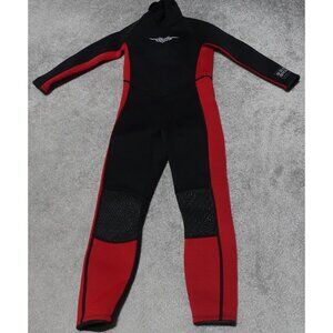 SeaSkin 3mm Full Body Wetsuit Boy's Size 6 Red Black Long Sleeve Surfing